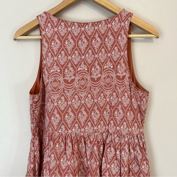 Sincerely Jules Tiered Floral Print Mini Dress Medium Coral Pink Summer Babydoll - Picture 4 of 8